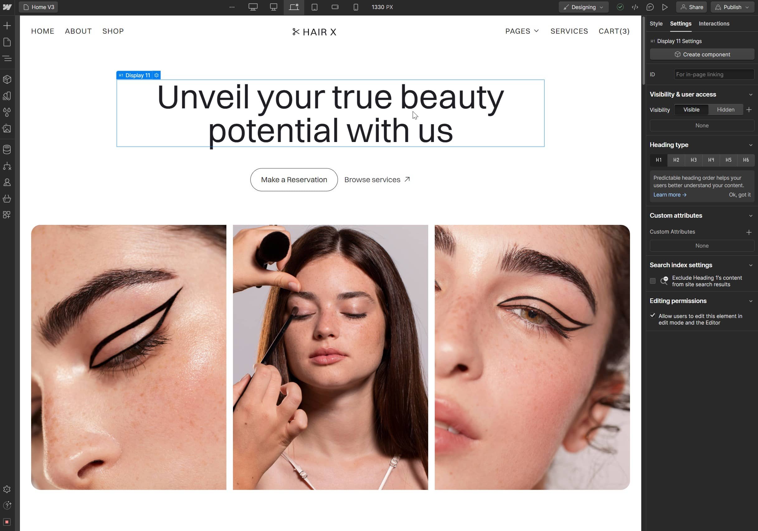 Hair X Webflow Template And Ui Kit - Static Content